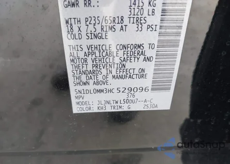 2017 Infiniti Qx60 из США, поврежденный, VIN 5N1DL0MM3HC529096